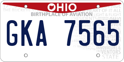 OH license plate GKA7565