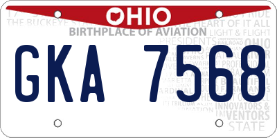 OH license plate GKA7568