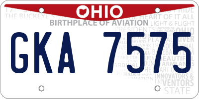OH license plate GKA7575