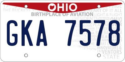 OH license plate GKA7578