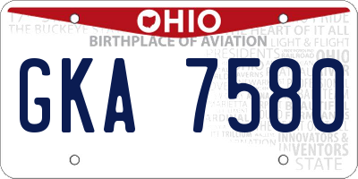 OH license plate GKA7580