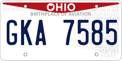 OH license plate GKA7585