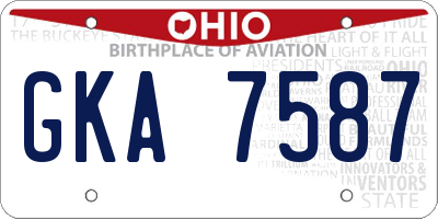 OH license plate GKA7587