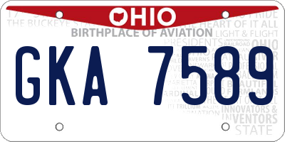 OH license plate GKA7589