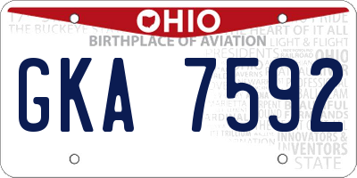 OH license plate GKA7592