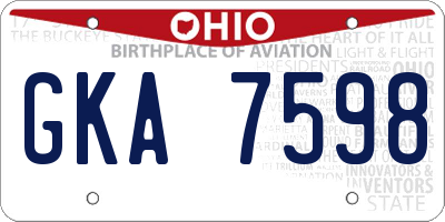 OH license plate GKA7598