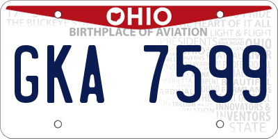 OH license plate GKA7599