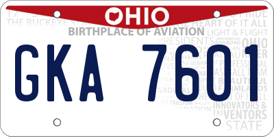 OH license plate GKA7601