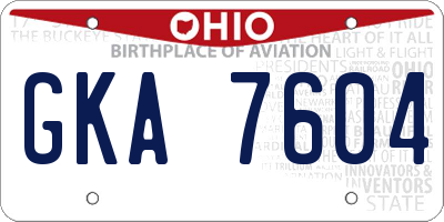 OH license plate GKA7604