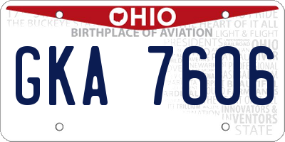 OH license plate GKA7606