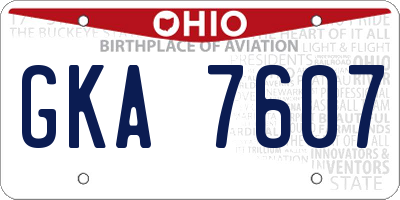 OH license plate GKA7607