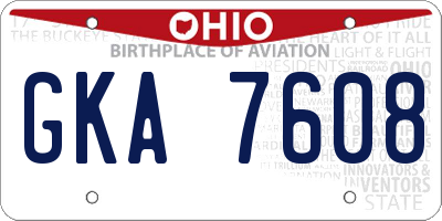 OH license plate GKA7608