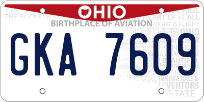 OH license plate GKA7609
