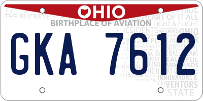 OH license plate GKA7612