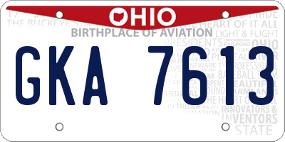 OH license plate GKA7613