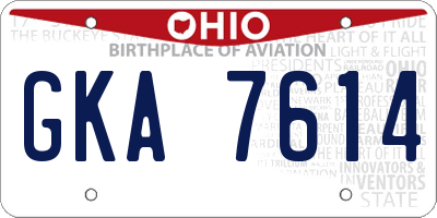 OH license plate GKA7614