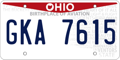 OH license plate GKA7615