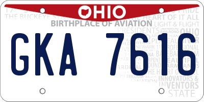 OH license plate GKA7616