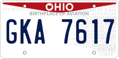 OH license plate GKA7617