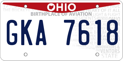 OH license plate GKA7618