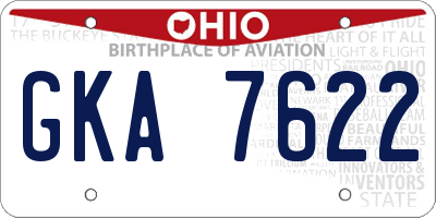 OH license plate GKA7622