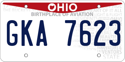 OH license plate GKA7623