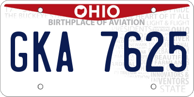 OH license plate GKA7625