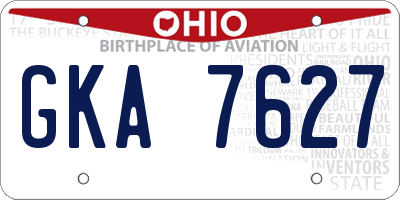 OH license plate GKA7627