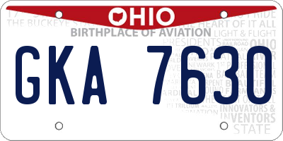 OH license plate GKA7630