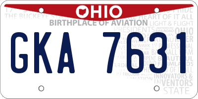OH license plate GKA7631