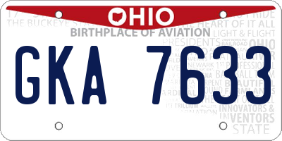OH license plate GKA7633