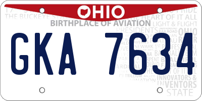 OH license plate GKA7634