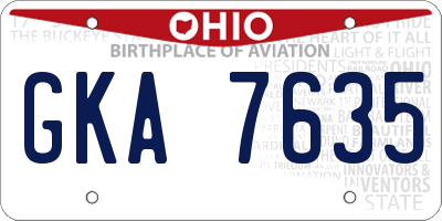 OH license plate GKA7635