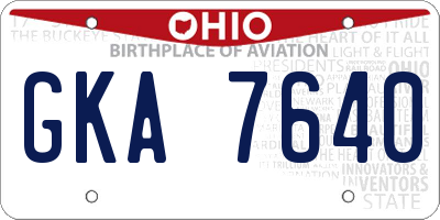 OH license plate GKA7640