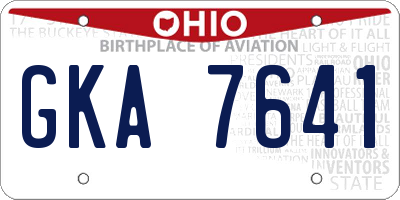 OH license plate GKA7641