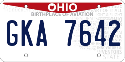 OH license plate GKA7642