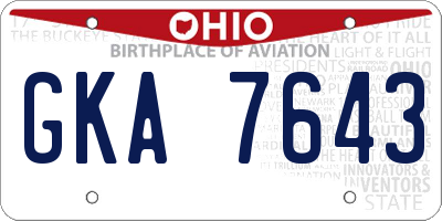 OH license plate GKA7643