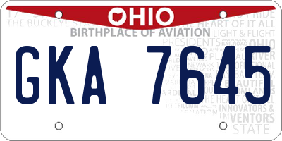 OH license plate GKA7645