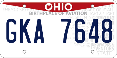 OH license plate GKA7648