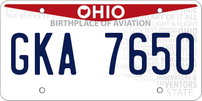 OH license plate GKA7650