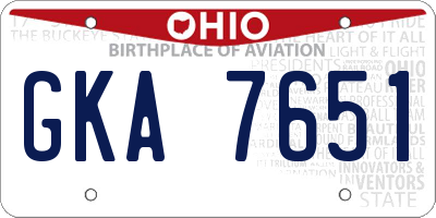 OH license plate GKA7651