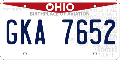 OH license plate GKA7652