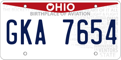 OH license plate GKA7654