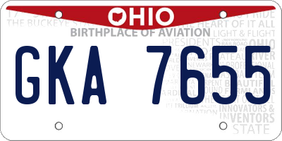 OH license plate GKA7655