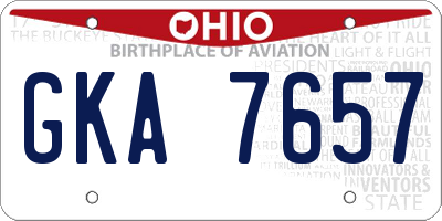 OH license plate GKA7657