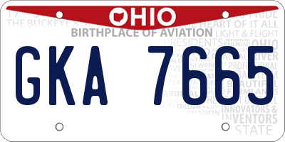 OH license plate GKA7665