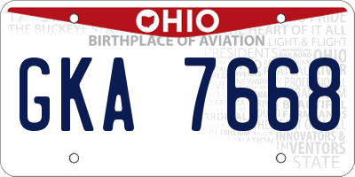 OH license plate GKA7668