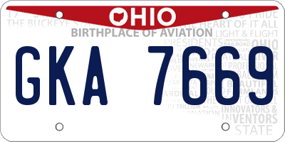 OH license plate GKA7669