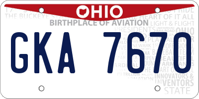 OH license plate GKA7670