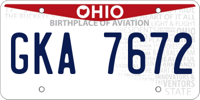 OH license plate GKA7672